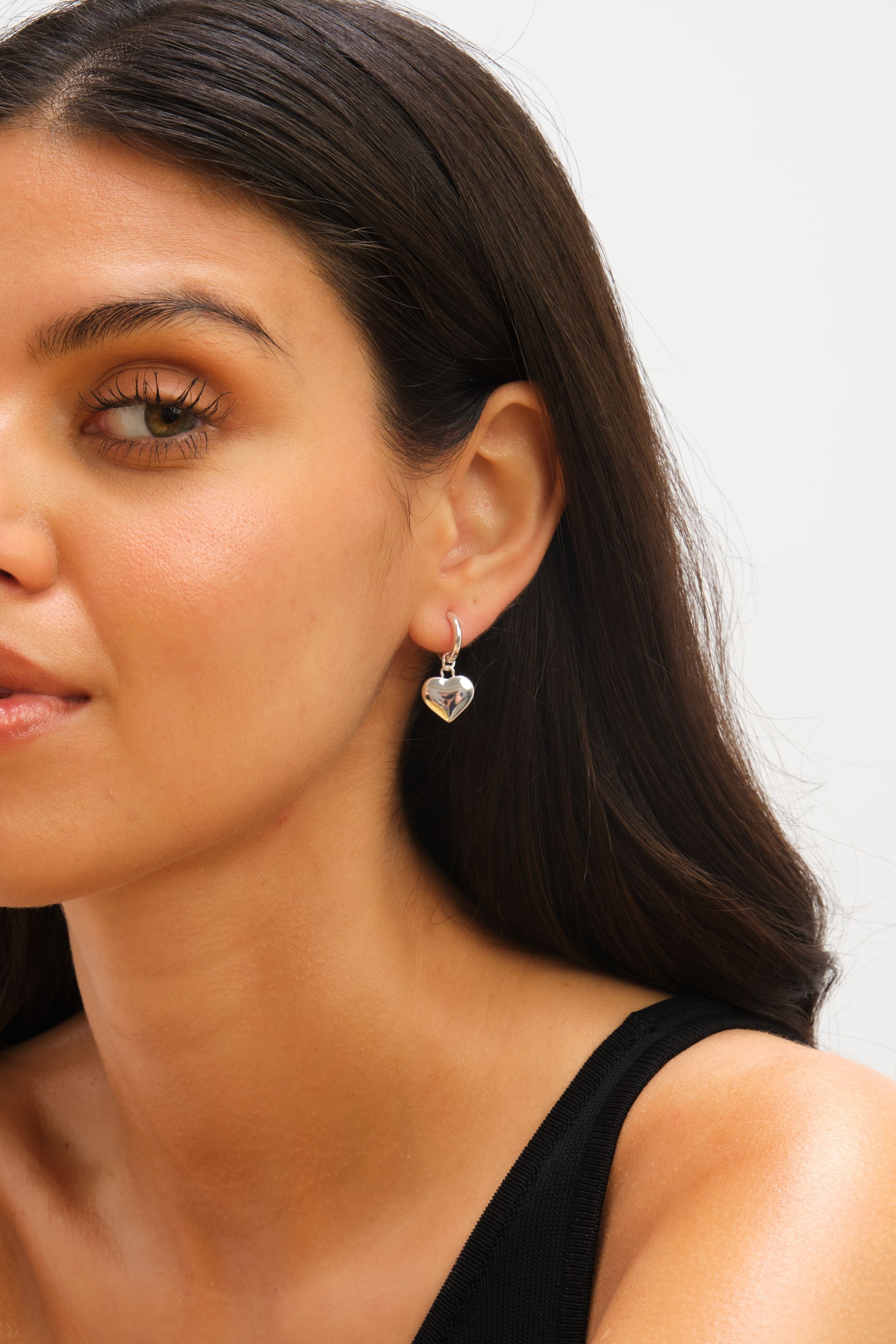 Jon Richard Waterproof Silver Plated Heart Charm Hoop Earrings image 4