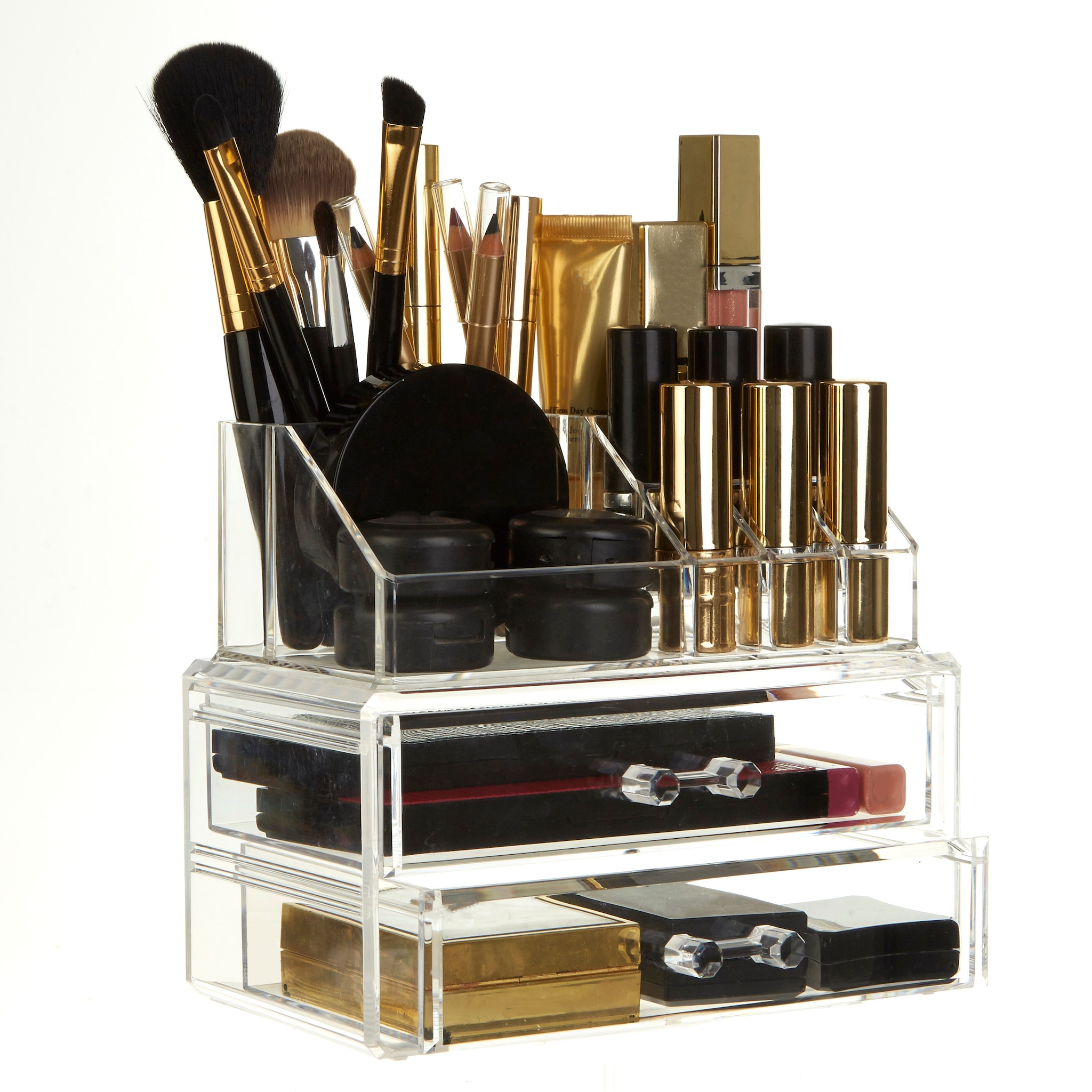 Orsina Clear 9 Pc Cosmetics Organiser With 2 Drawers image 4