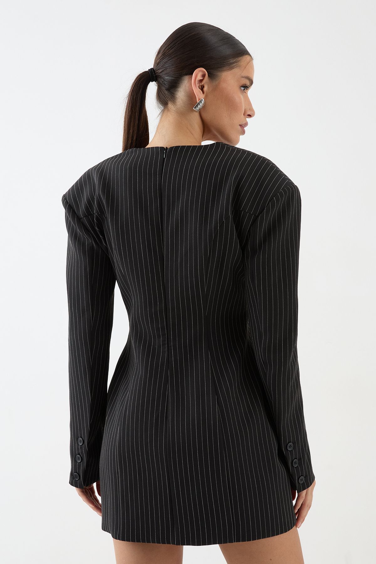 MissPap Tie Detail Tailored Blazer Mini Dress Black image 3