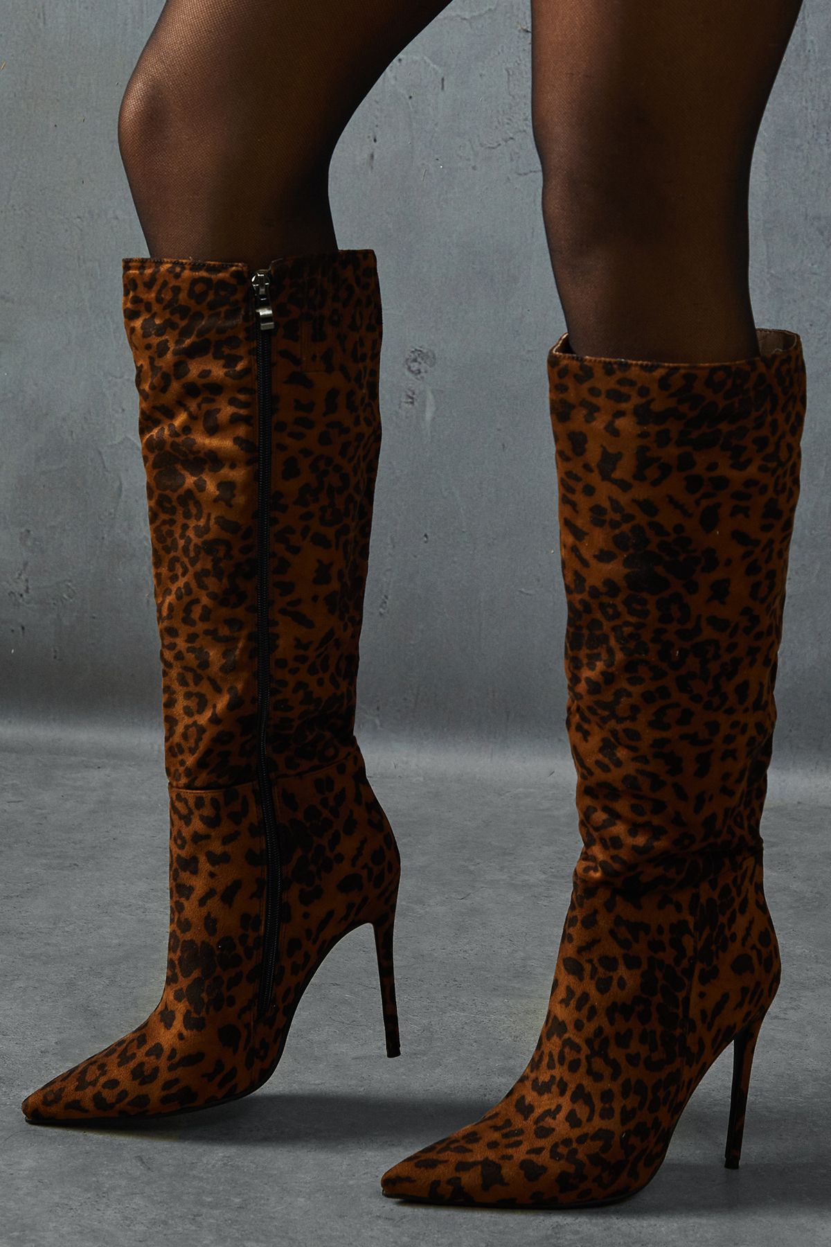 MissPap Leopard Print Knee High Boots Brown image 1