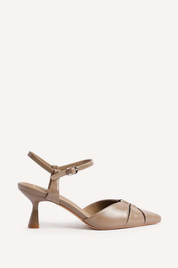 Linzi Pivot Taupe Faux Leather Stiletto Court Heel