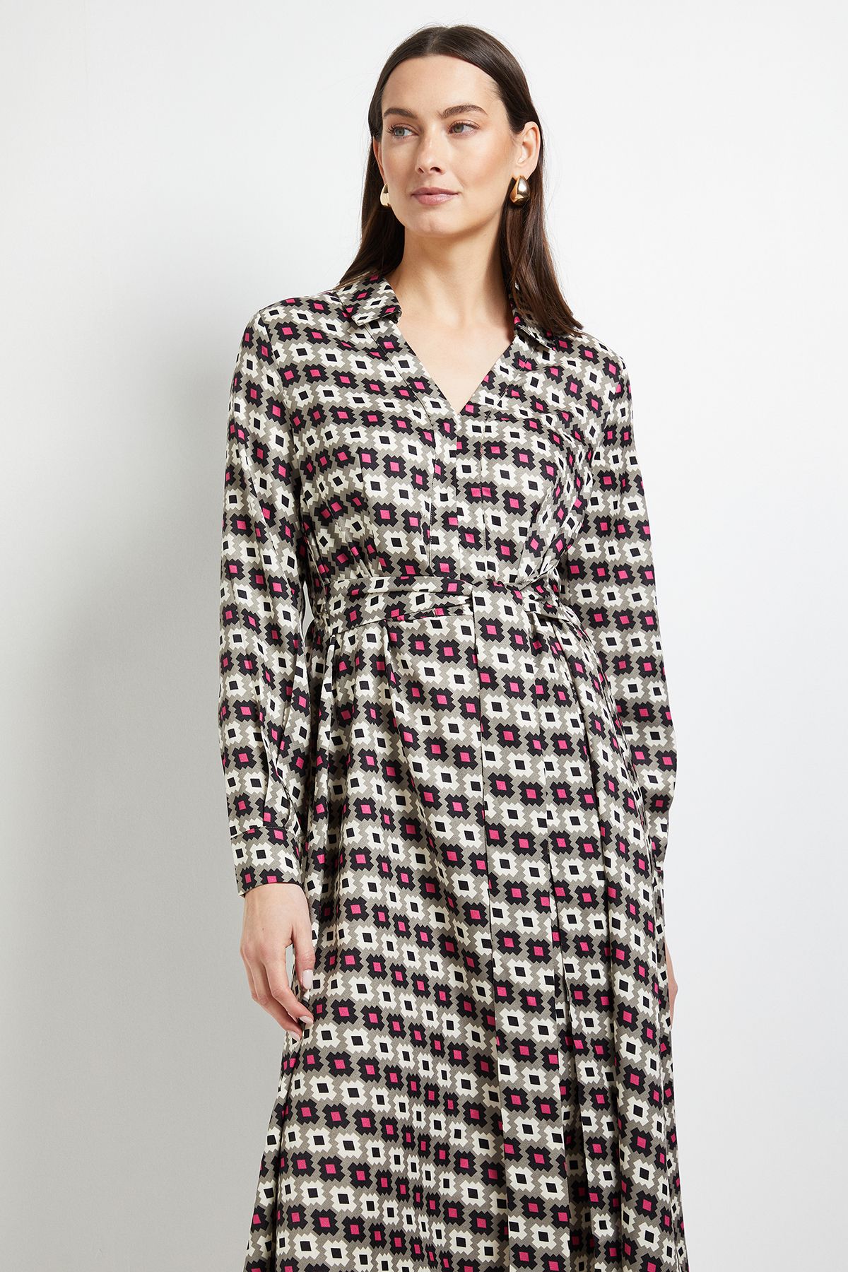 Principles Contrast Collar Shirt Dress Green image 2