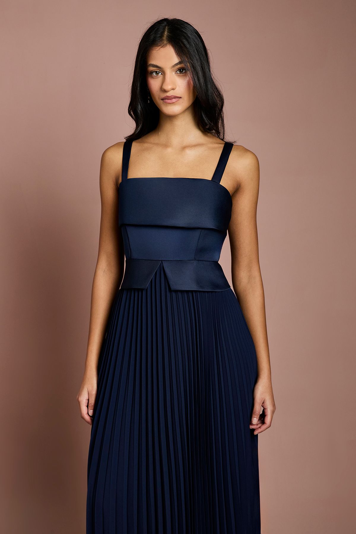 Coast Petite Square Neck Midi Dress Navy image 2