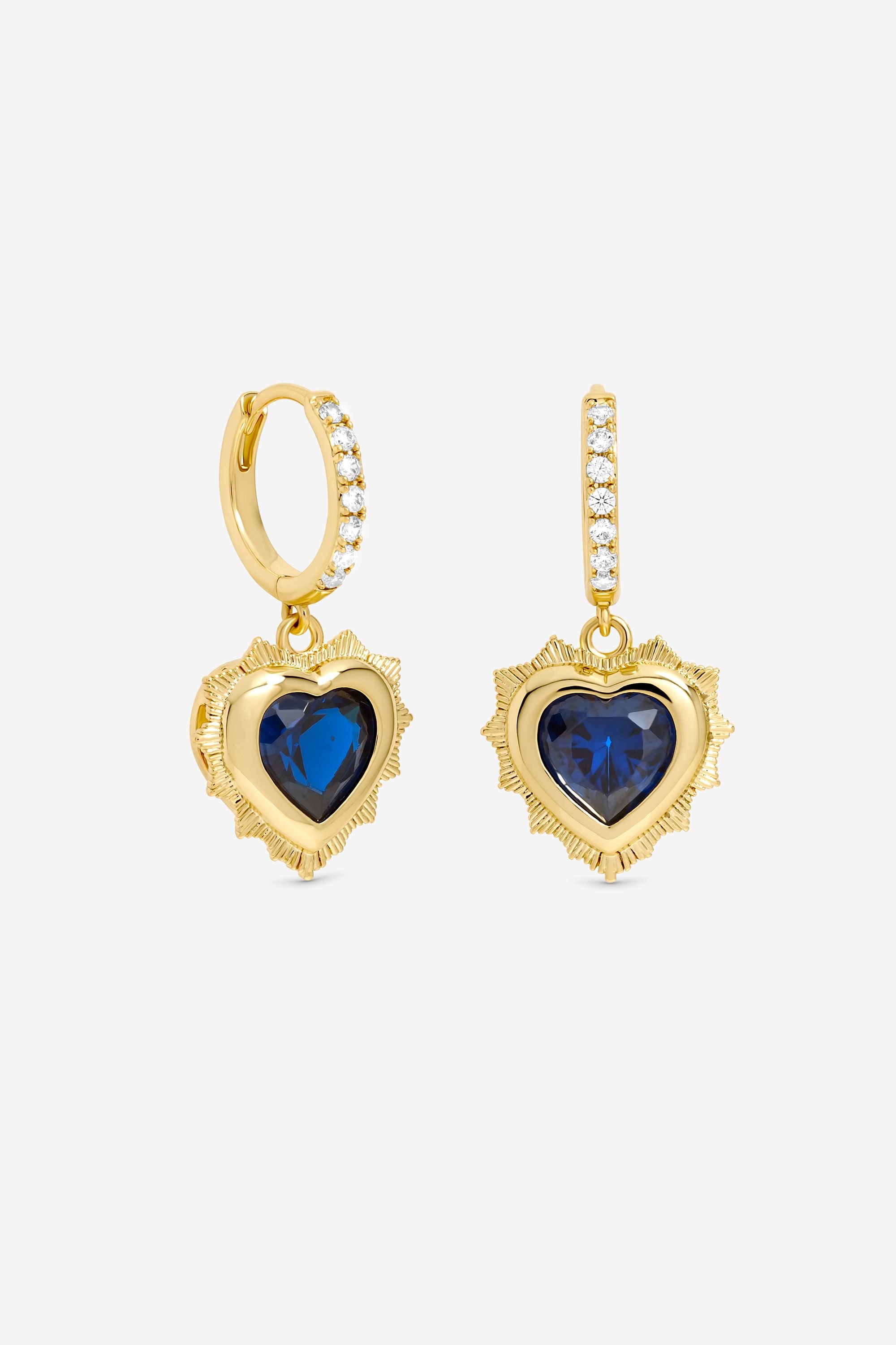 Jon Richard 14Ct Real Gold Plated Heart Birthstone Huggie Earrings - September image 2