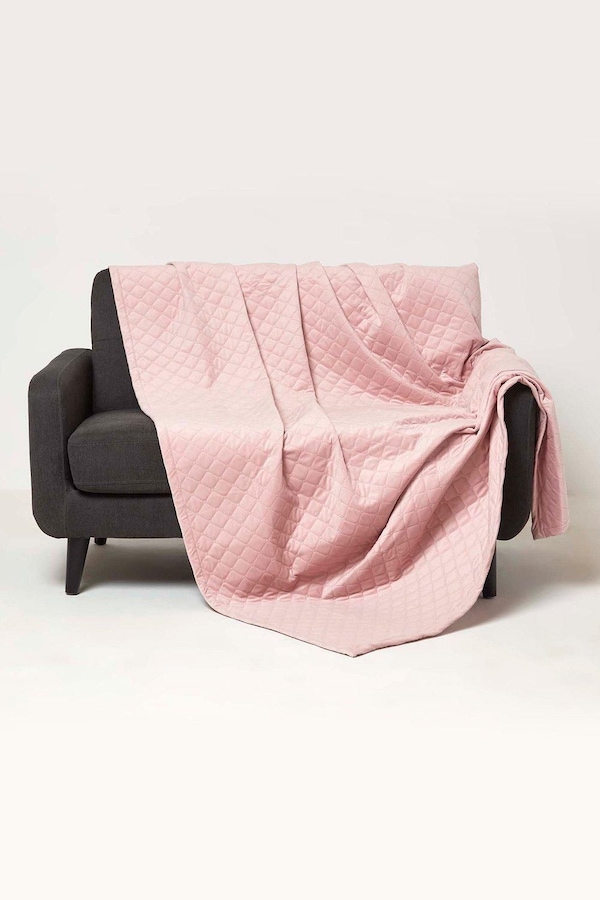 Homescapes Diamond Quilted Velvet Throw
