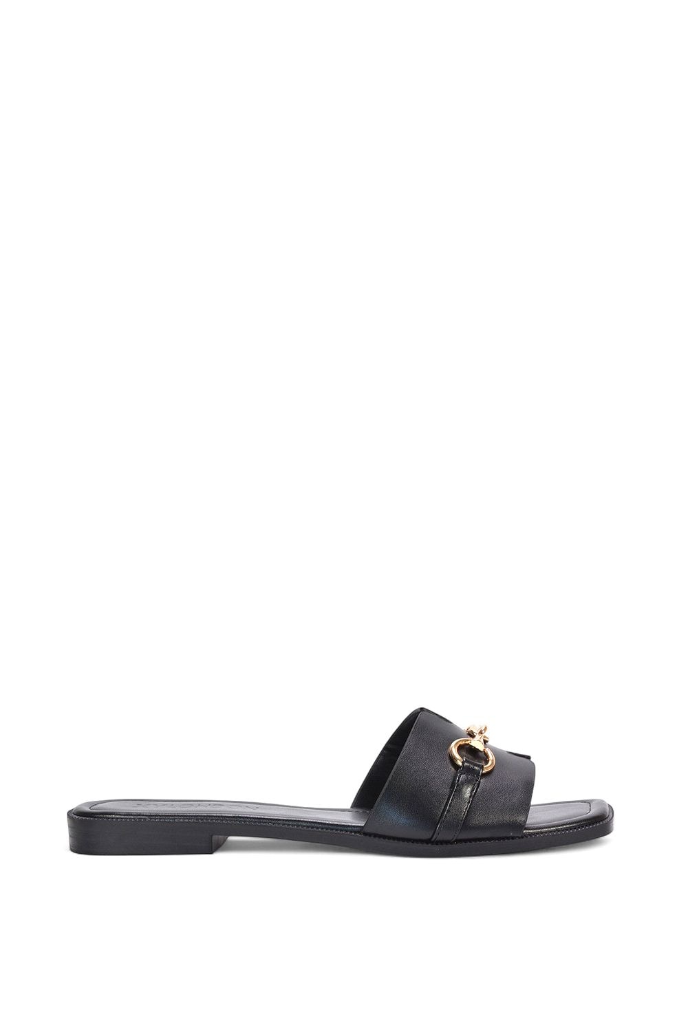 XY London 'Lesley' Square Toe Mule Slider Sandals With Buckle Detail image 1