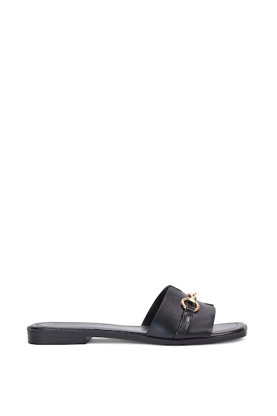 XY London 'Lesley' Square Toe Mule Slider Sandals With Buckle Detail