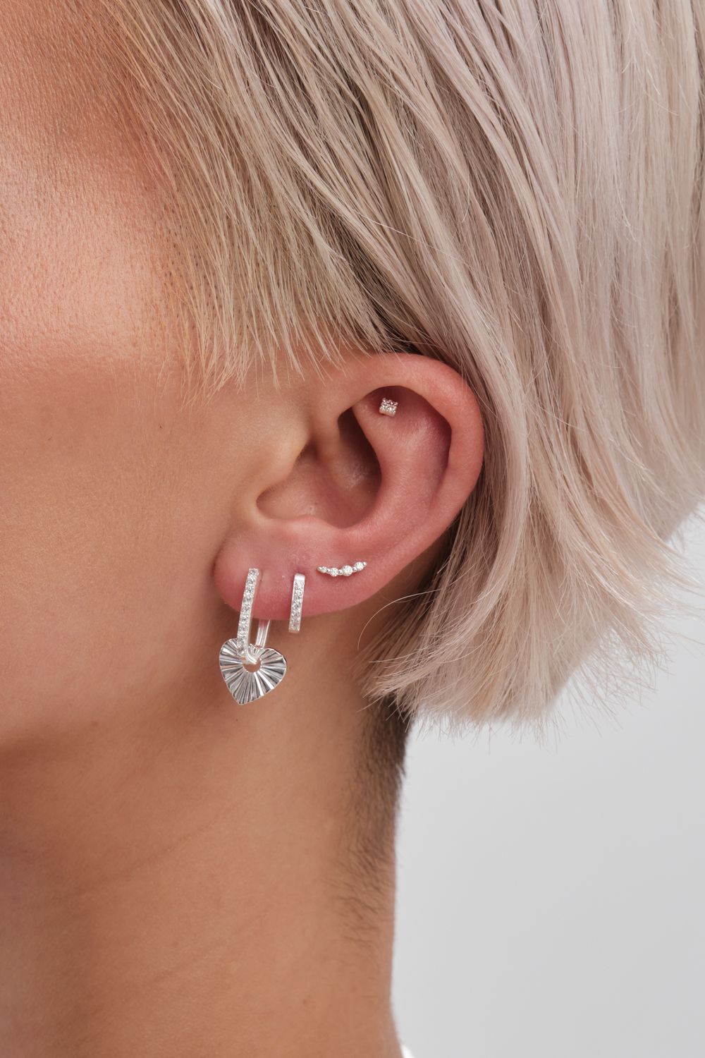 Simply Silver Simply Silver Sterling Silver 925 Cubic Zirconia Climber Earrings - Pack of 3 image 2