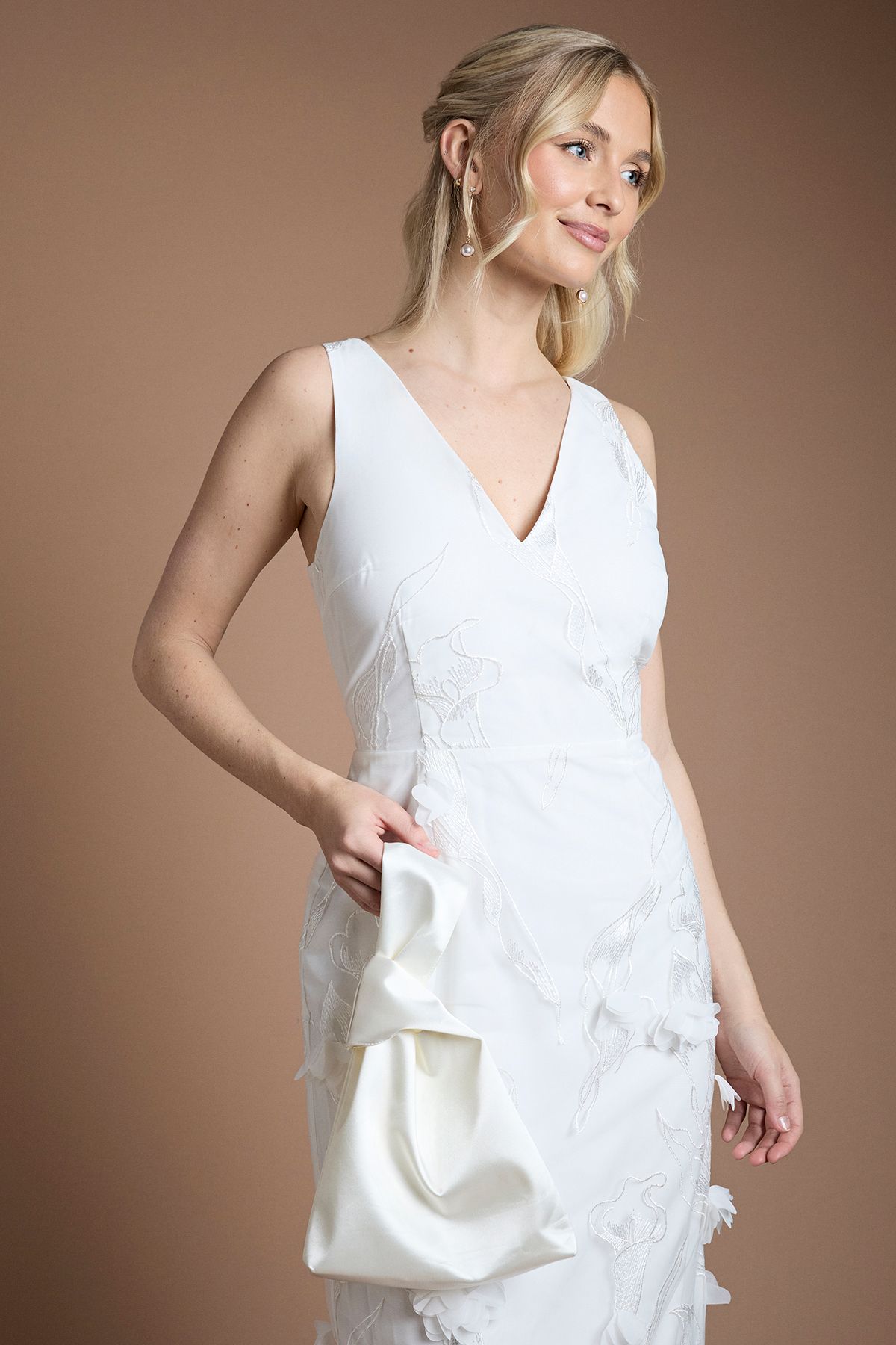 Coast Bridal Sandra Satin Wristlet Pouch Ivory image 1