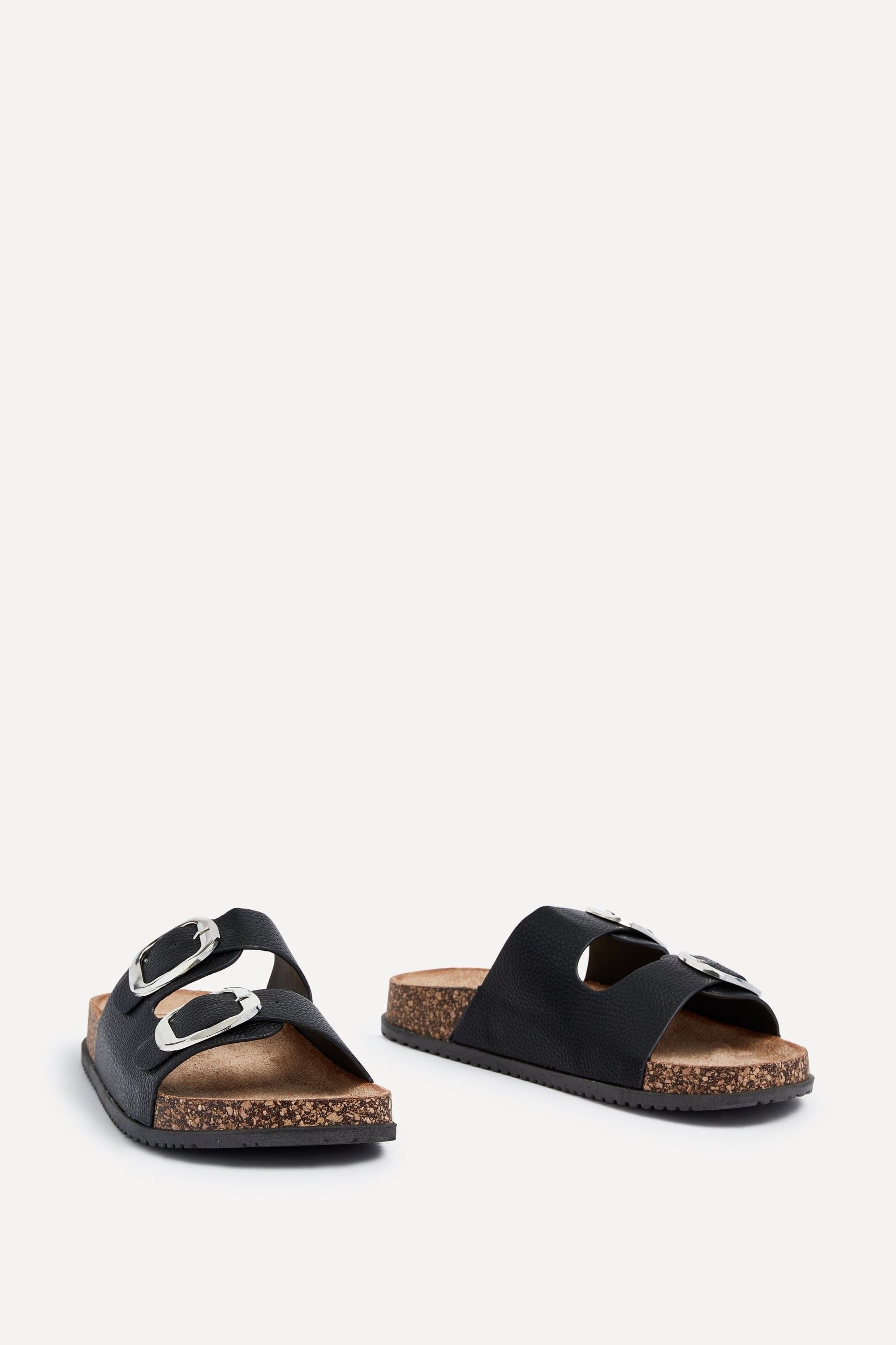 Linzi Tatum Black Double Buckle Slider Sandals image 3