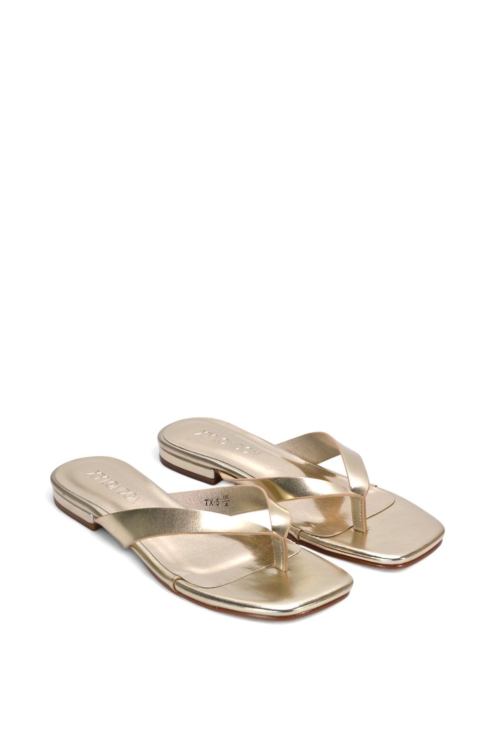 XY London 'Rio' Thong Strap Slip On  Flip Flop Square Toe Slide image 4