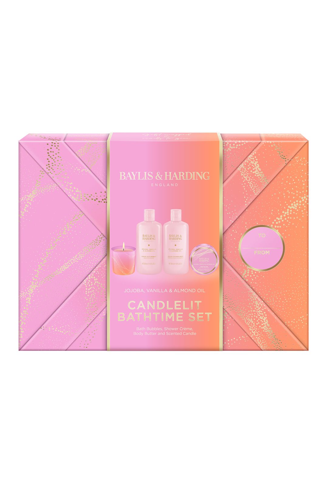 Baylis & Harding Jojoba, Vanilla & Almond Oil Gift Wrapped Candlelit Gift Set Multi image 1