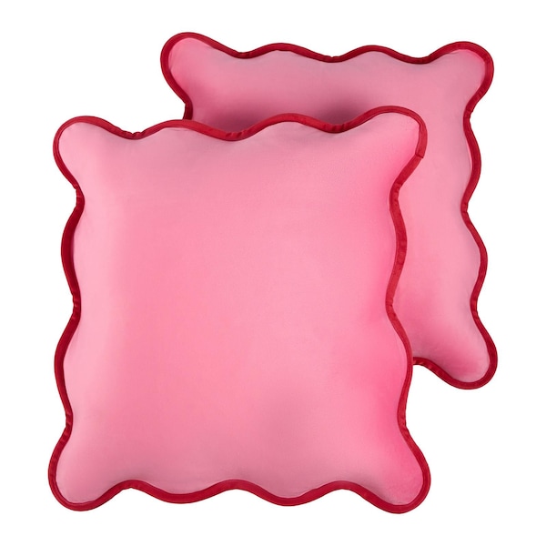 OHS 2 Pack Matte Velvet Scallop Edge Cushion Covers Home Decor Set