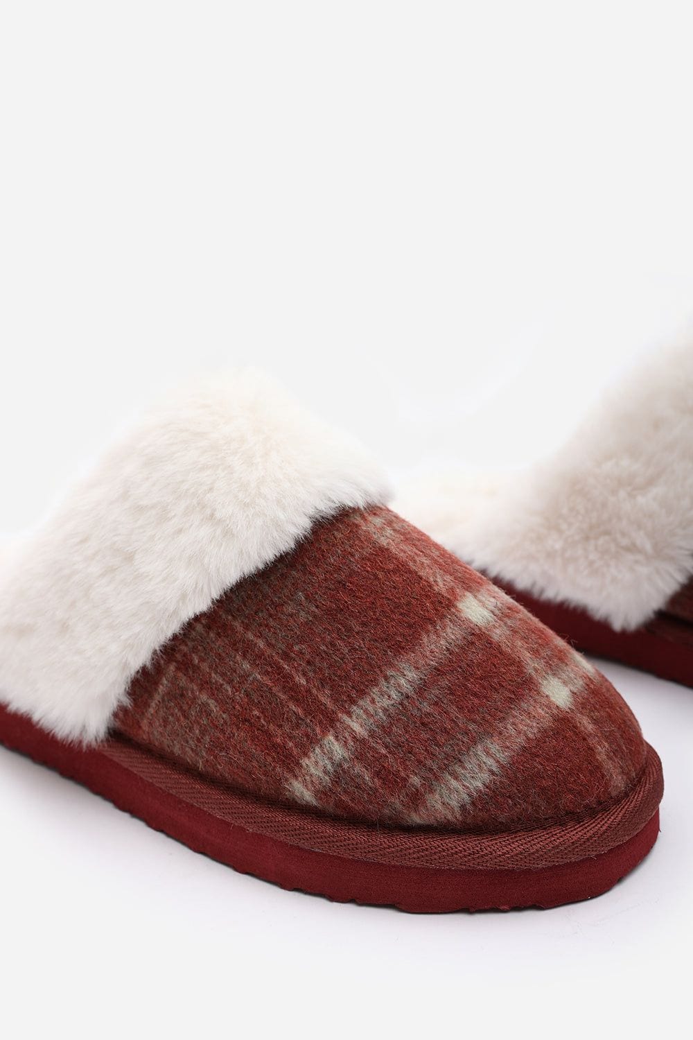 Where's That From 'Jemima' Tartan Mule Slippers with Faux Fur Trim image 6