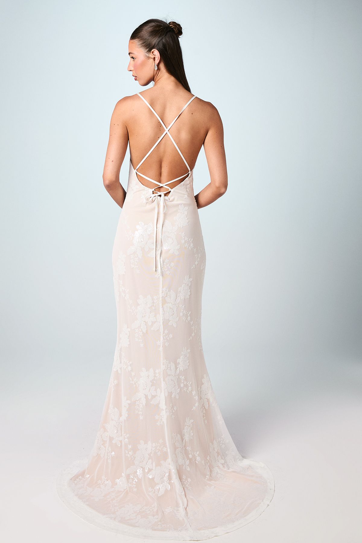 Coast V Neck Embellished Mesh Cami Maxi Wedding Dress Ivory image 3