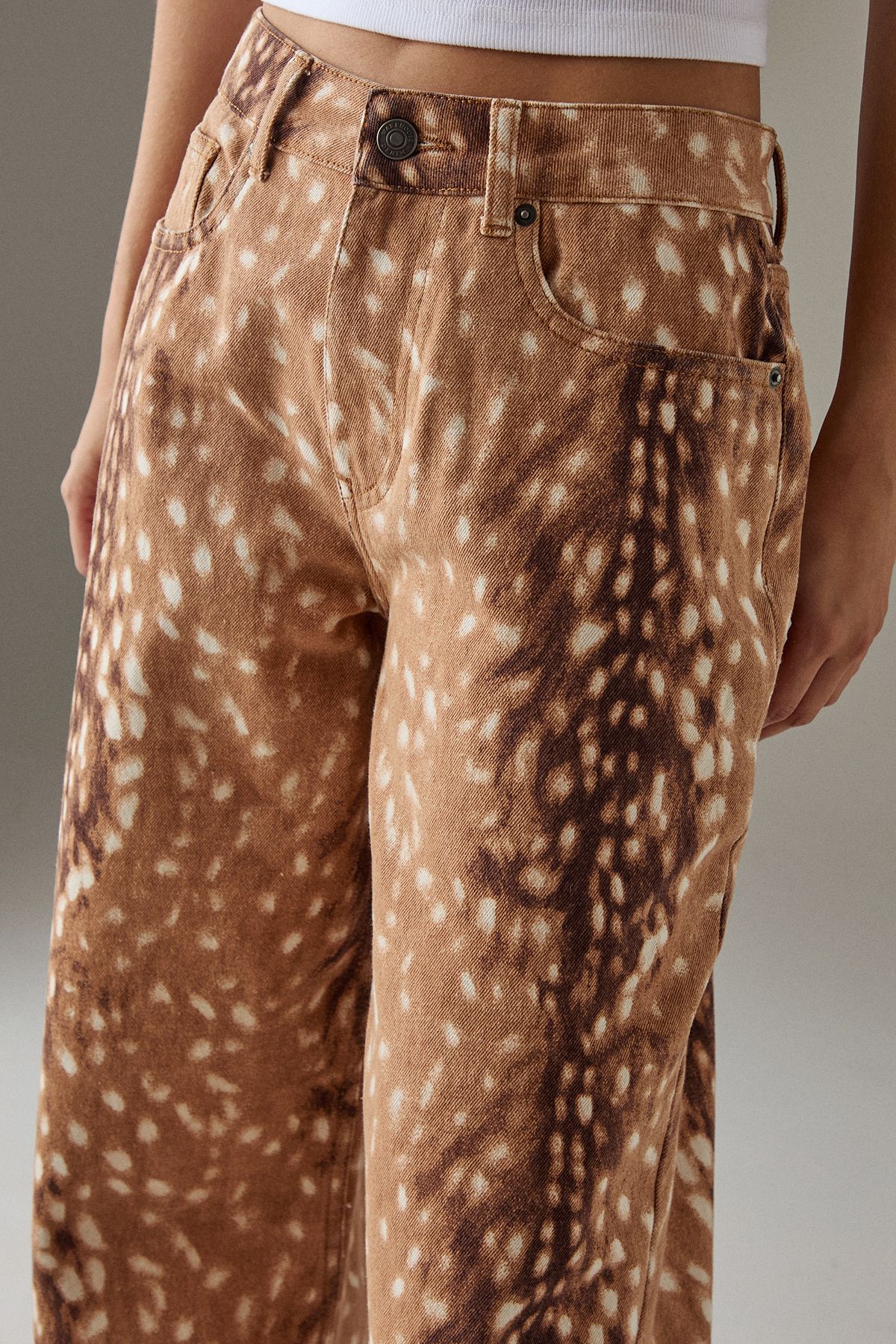 Warehouse Deer Print Straight Leg Denim Jean Animal image 4