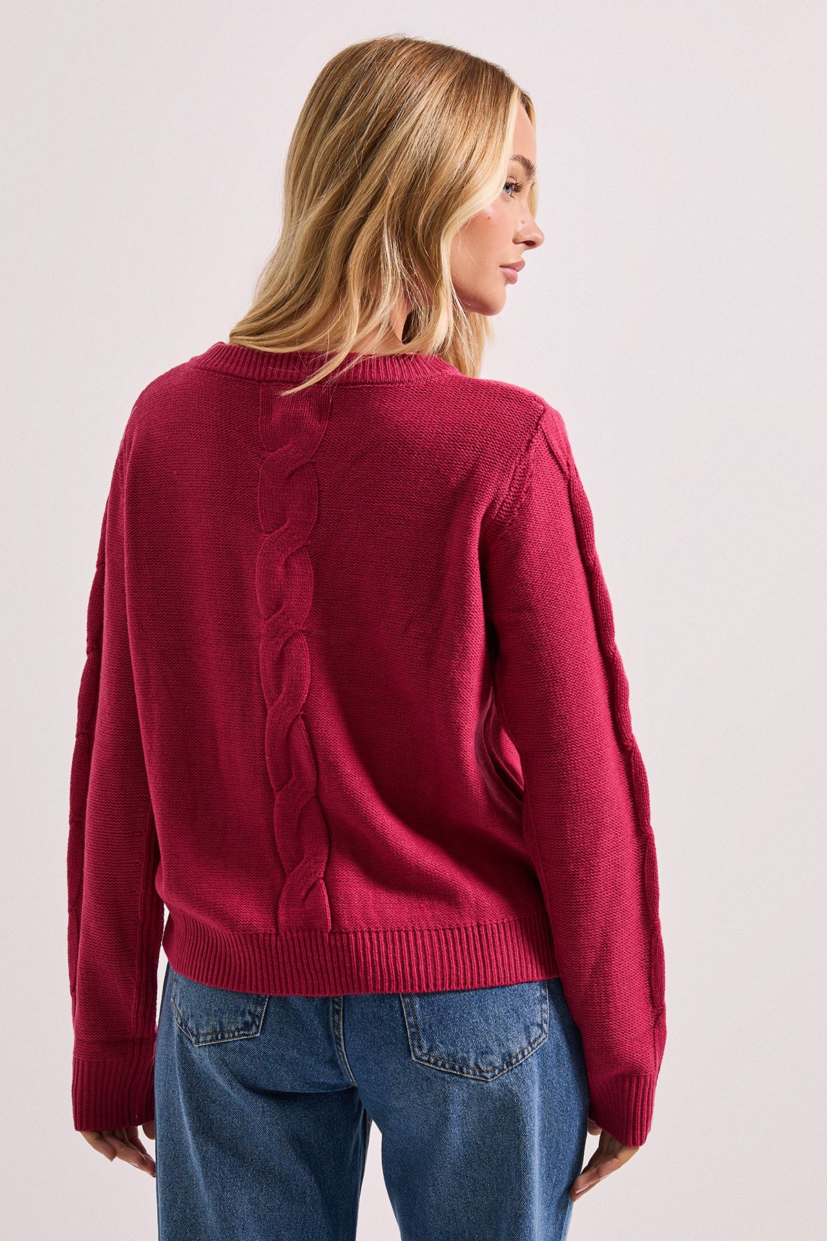 Dorothy Perkins Cable Detail Cardigan Berry image 3