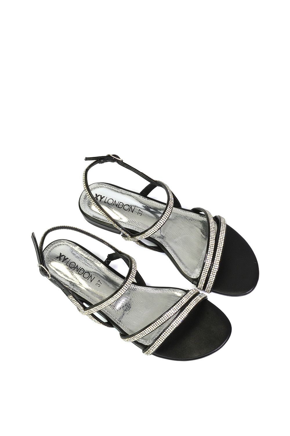 XY London 'Orla' Strappy Summer Flat Diamante Sandals Flats image 4