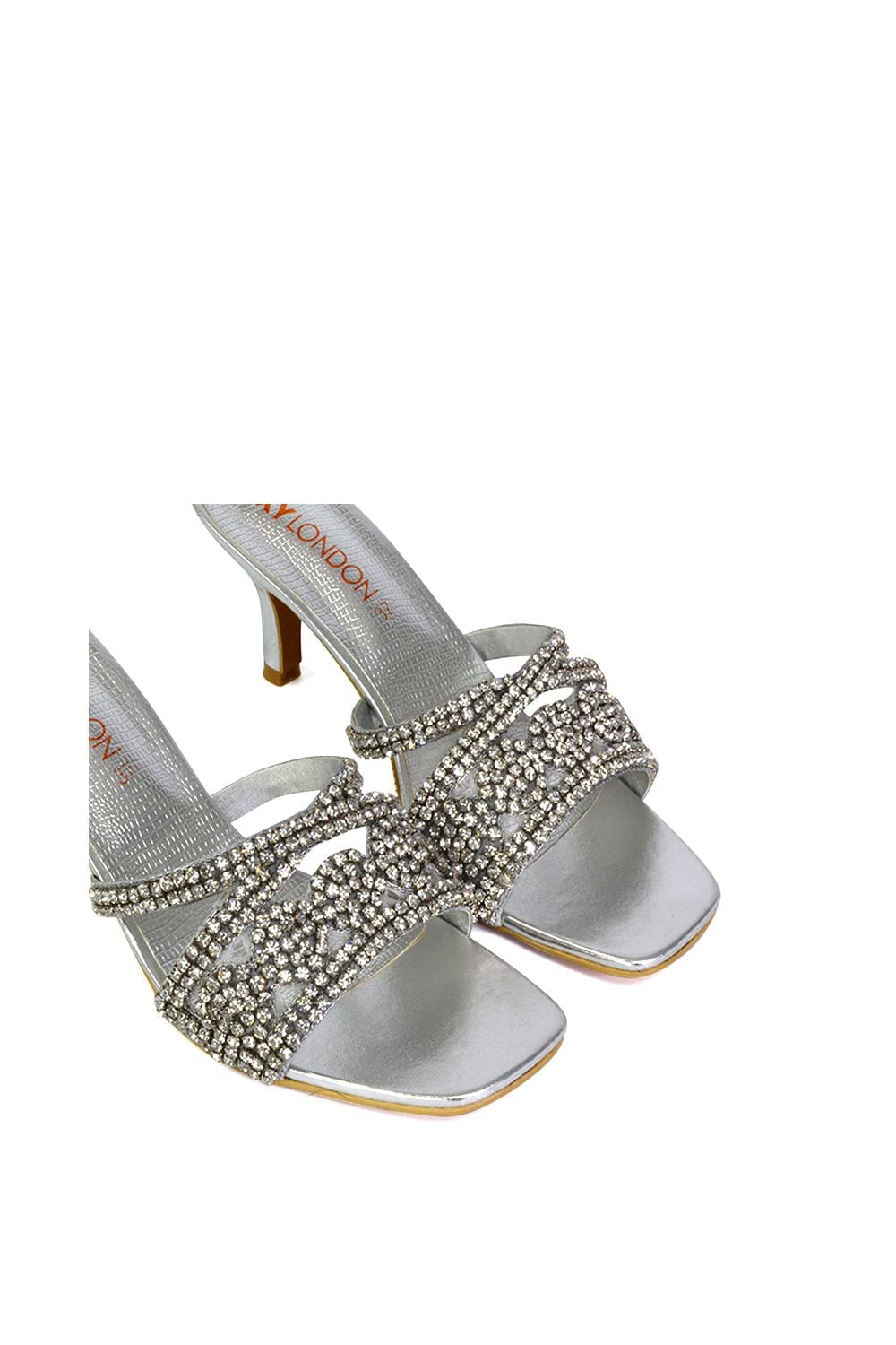 XY London 'Dominica' Diamante Mid Stiletto Heel Mule Sandals image 3