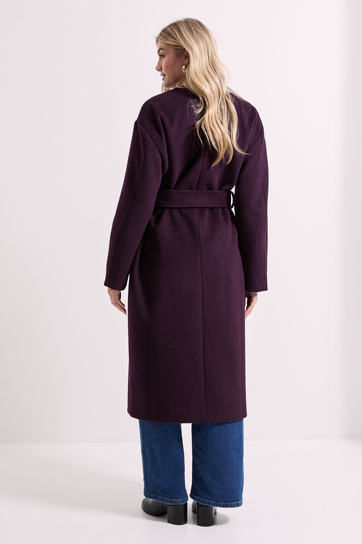 Dorothy Perkins Belted Round Neck Scarf Coat Cherry image 5