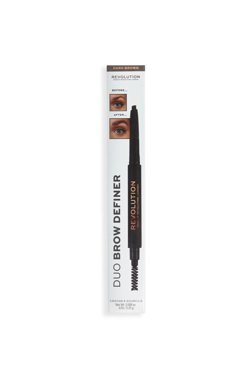 Revolution Duo Brow Definer Pencil Medium Brown Dark Brown image 1