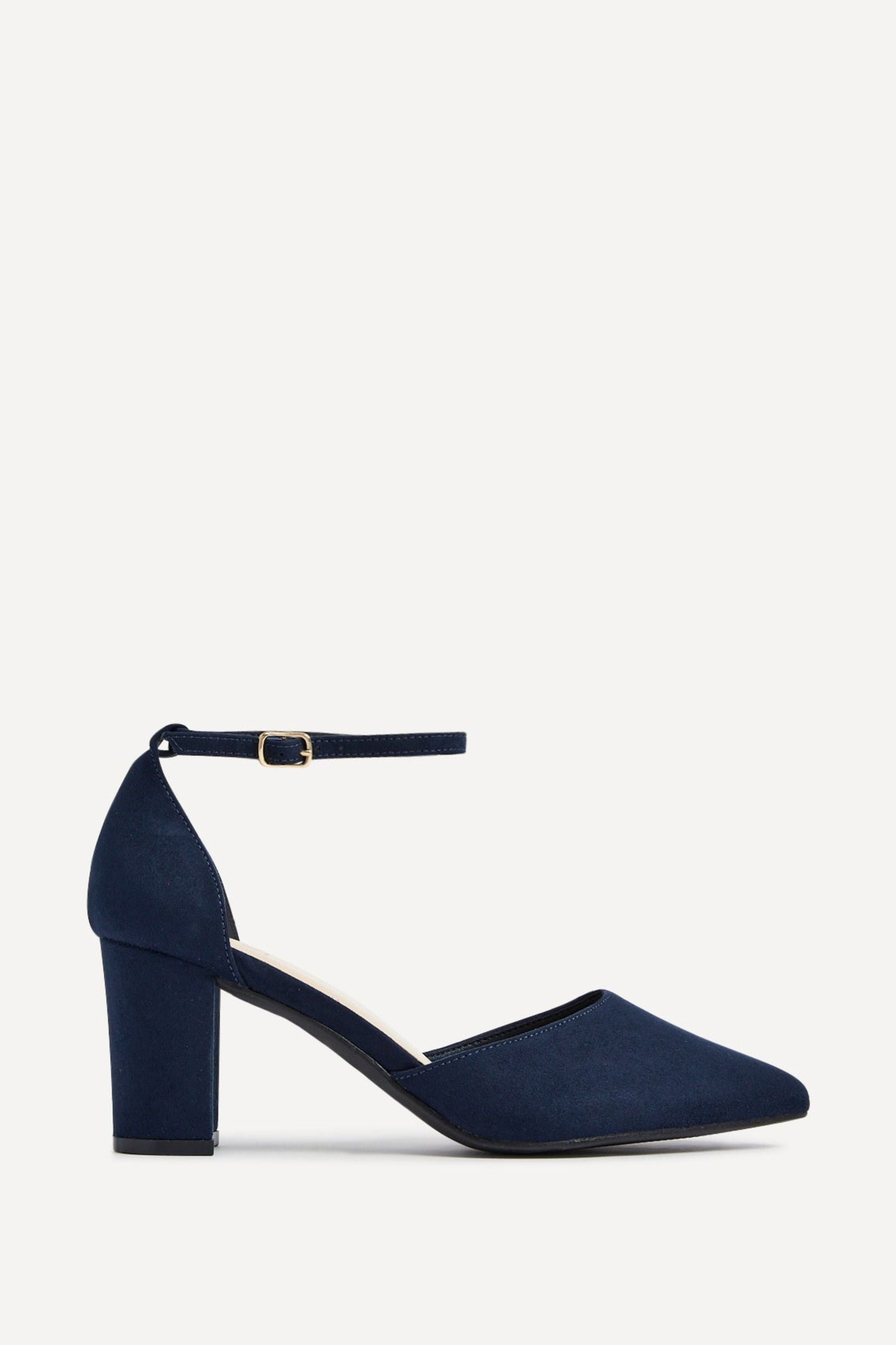 Linzi Audley Wide Fit Navy Faux Suede Court Shoe