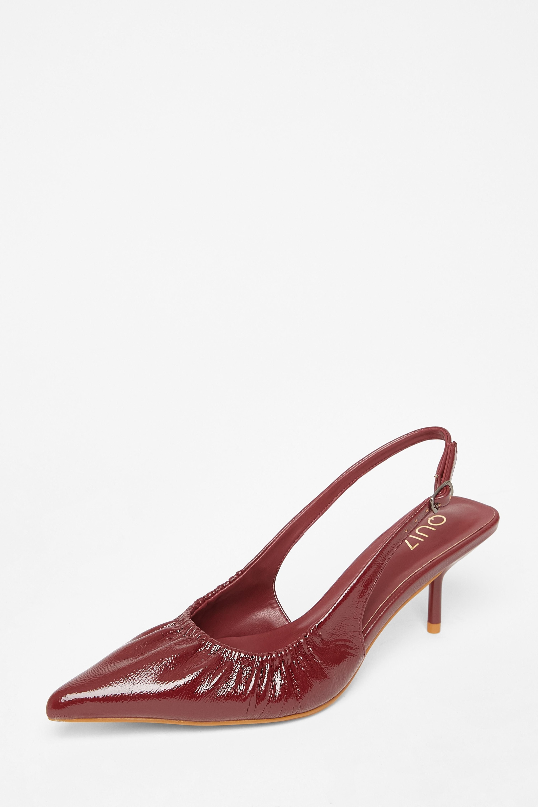 Quiz Burgundy Faux Leather Ruched Court Heels image 1
