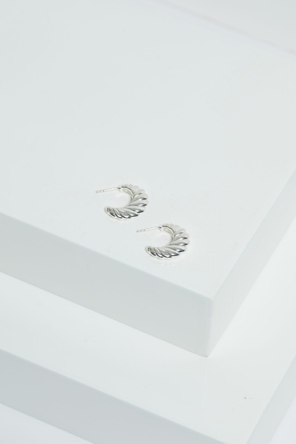 Jon Richard Silver Plated Ridge Hoop Earrings image 4