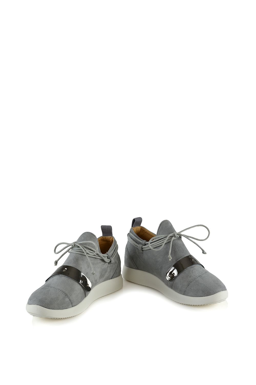XY London 'Evanescence' Lace Up Flat Rubber Sole Trainers with Metallic Details image 4