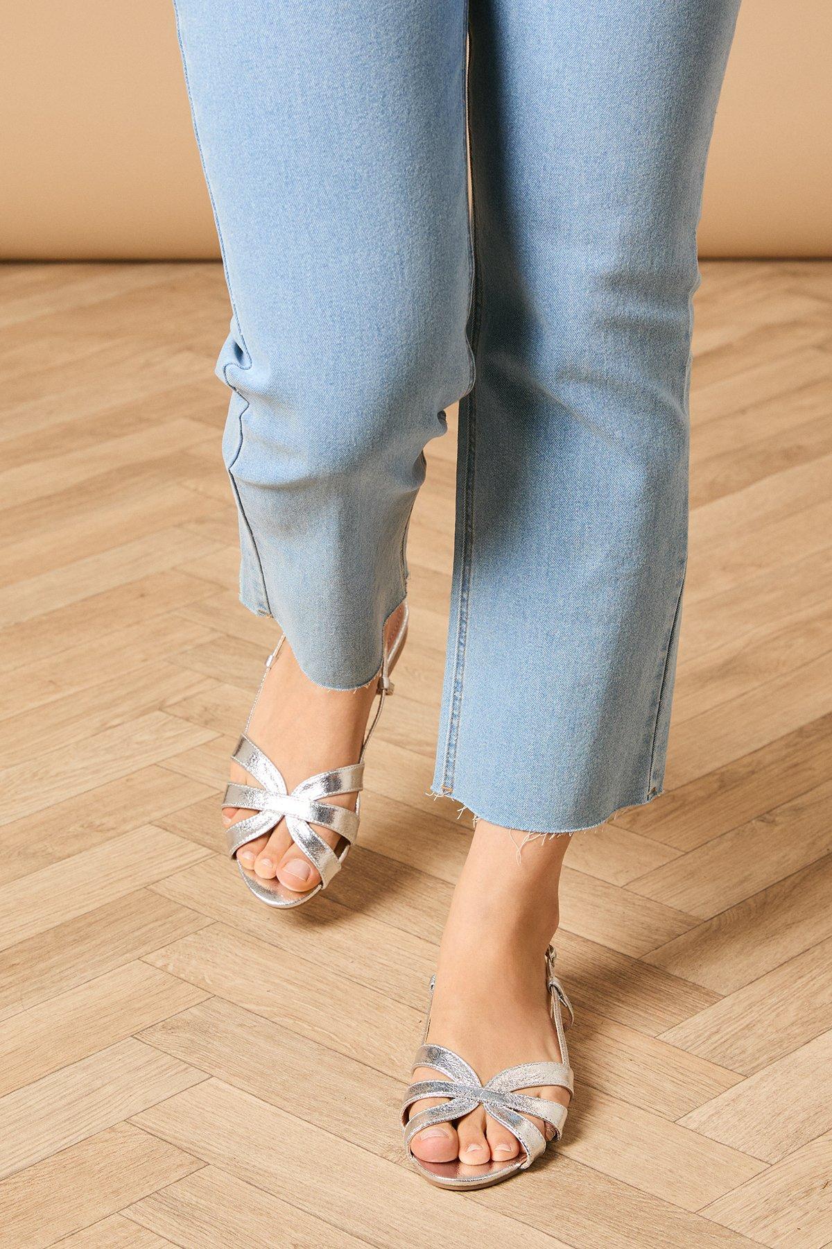 Oasis Ivy Cross Strap Slingback Flat Sandals Silver image 3