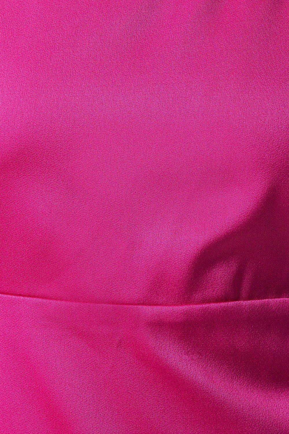Oasis Satin Tie Shoulder Midi Bridesmaids Dress Bright Pink image 5