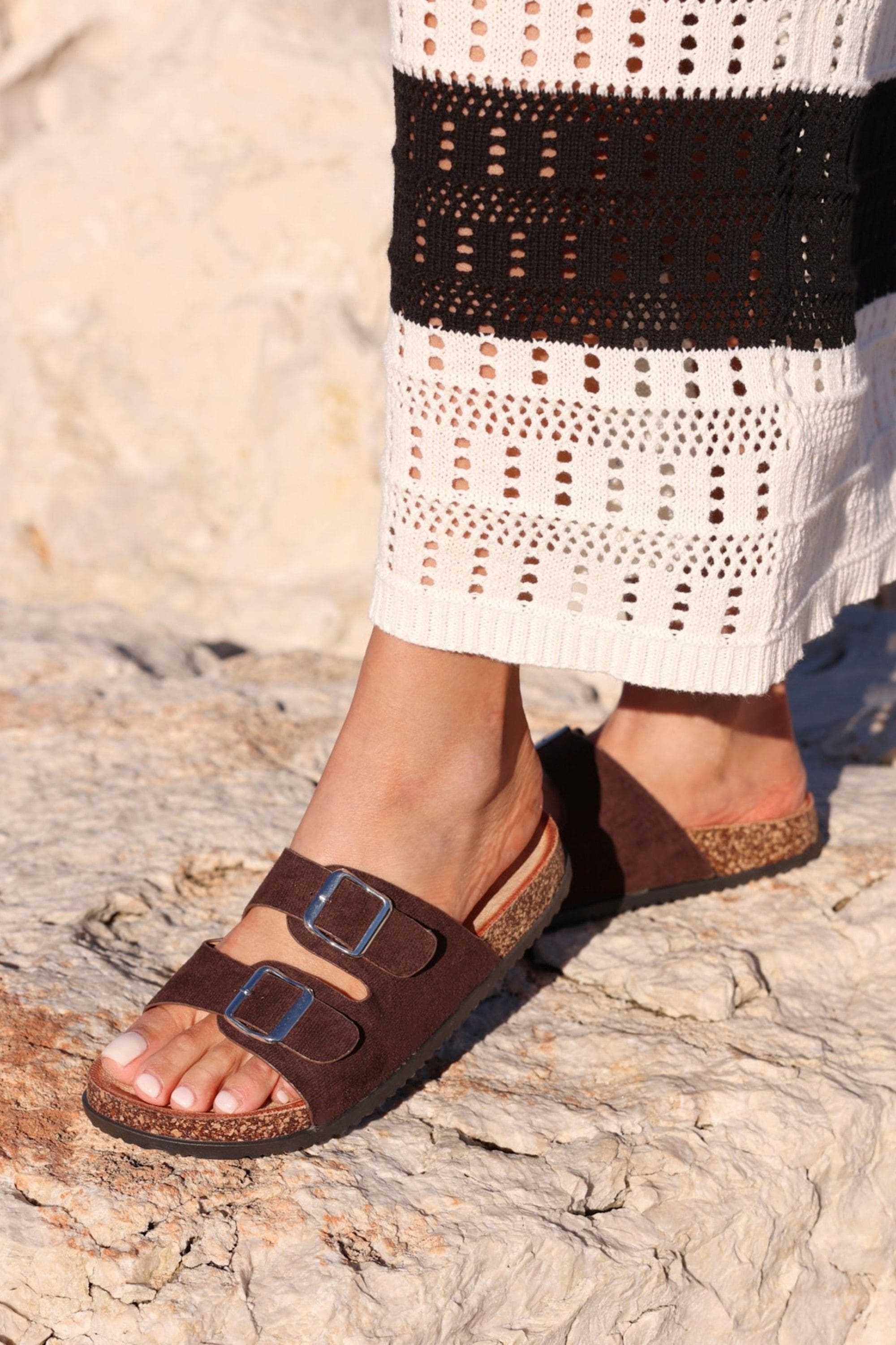 Linzi Echo Brown Double Buckle Sandals image 2