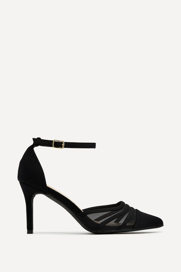 Linzi Serri Black Lycra Mesh Court Heel