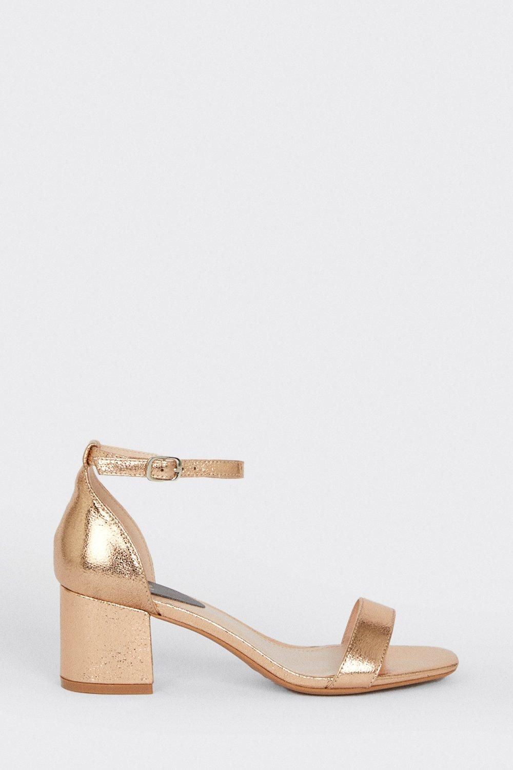 Dorothy Perkins Sammy Barely There Low Block Heel Sandals Rose Gold image 2