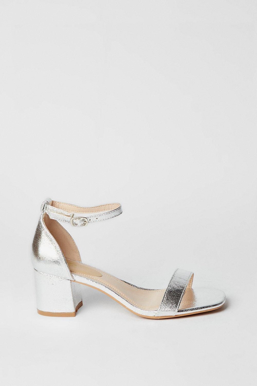 Dorothy Perkins Sammy Barely There Low Block Heel Sandals Silver image 2