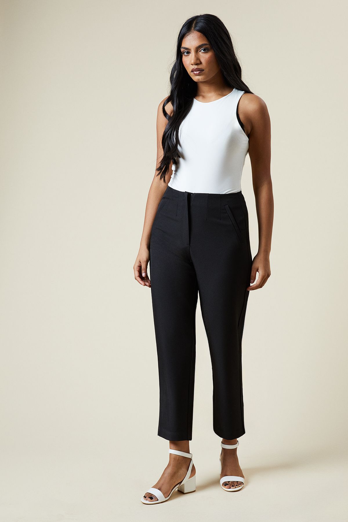 Dorothy Perkins Petite Straight Ankle Grazer Trouser Black image 2
