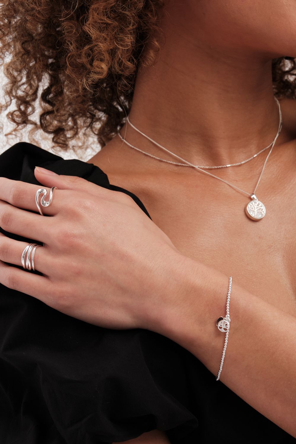 Simply Silver Simply Silver Sterling Silver 925 Mini Tree Of Love And Heart Stretch Bracelets image 2