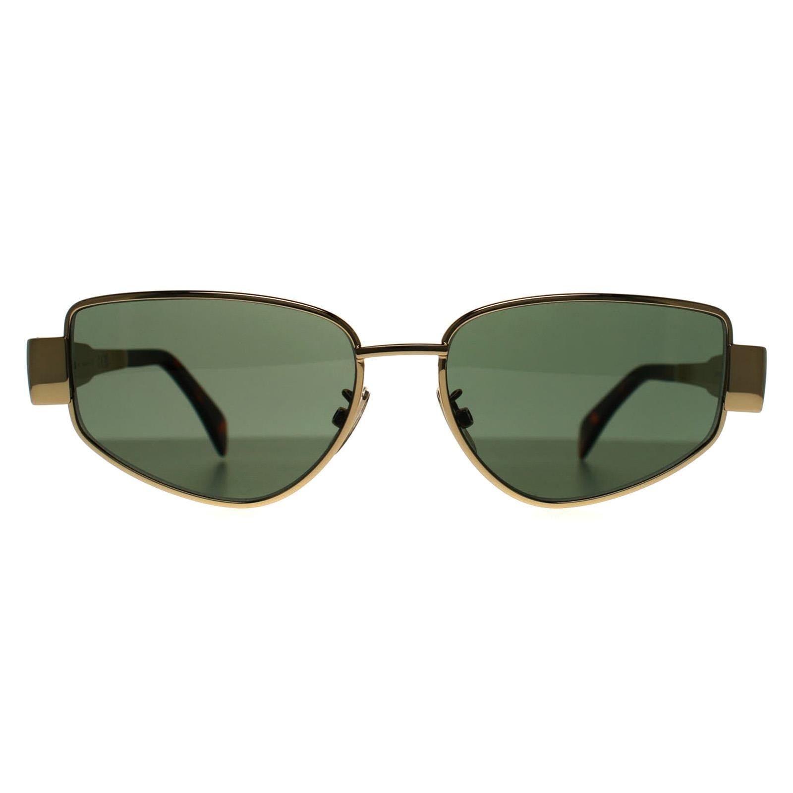 Celine Cat Eye Shiny Endura Gold Green Metal Triomphe CL40293U