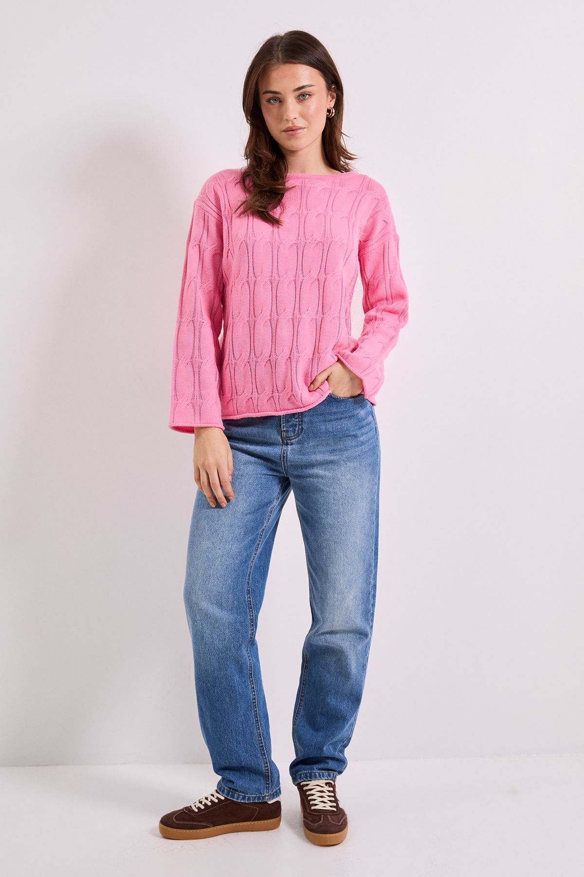 Dorothy Perkins Bright Pink All Over Cable Jumper Bright Pink image 2