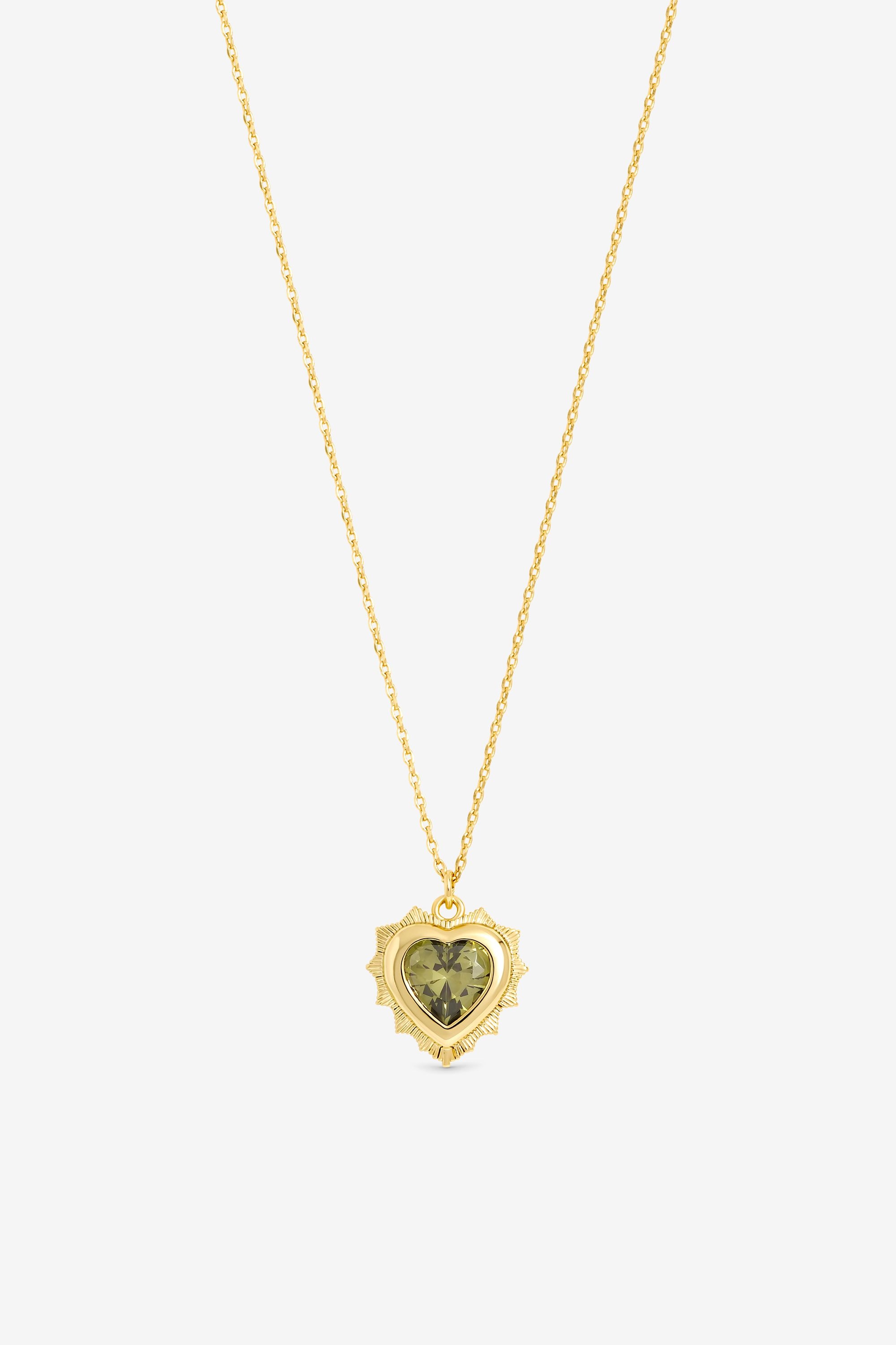 Jon Richard 14Ct Real Gold Plated Heart Birthstone Pendant - August - Gift Boxed image 2