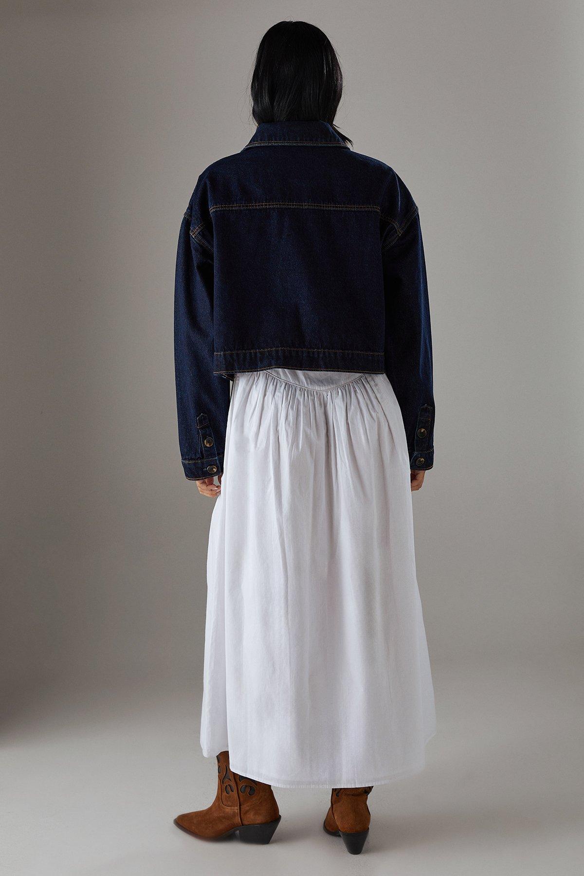 Warehouse Two Tone Denim Heart Pocket Western Jacket Dark Wash image 3