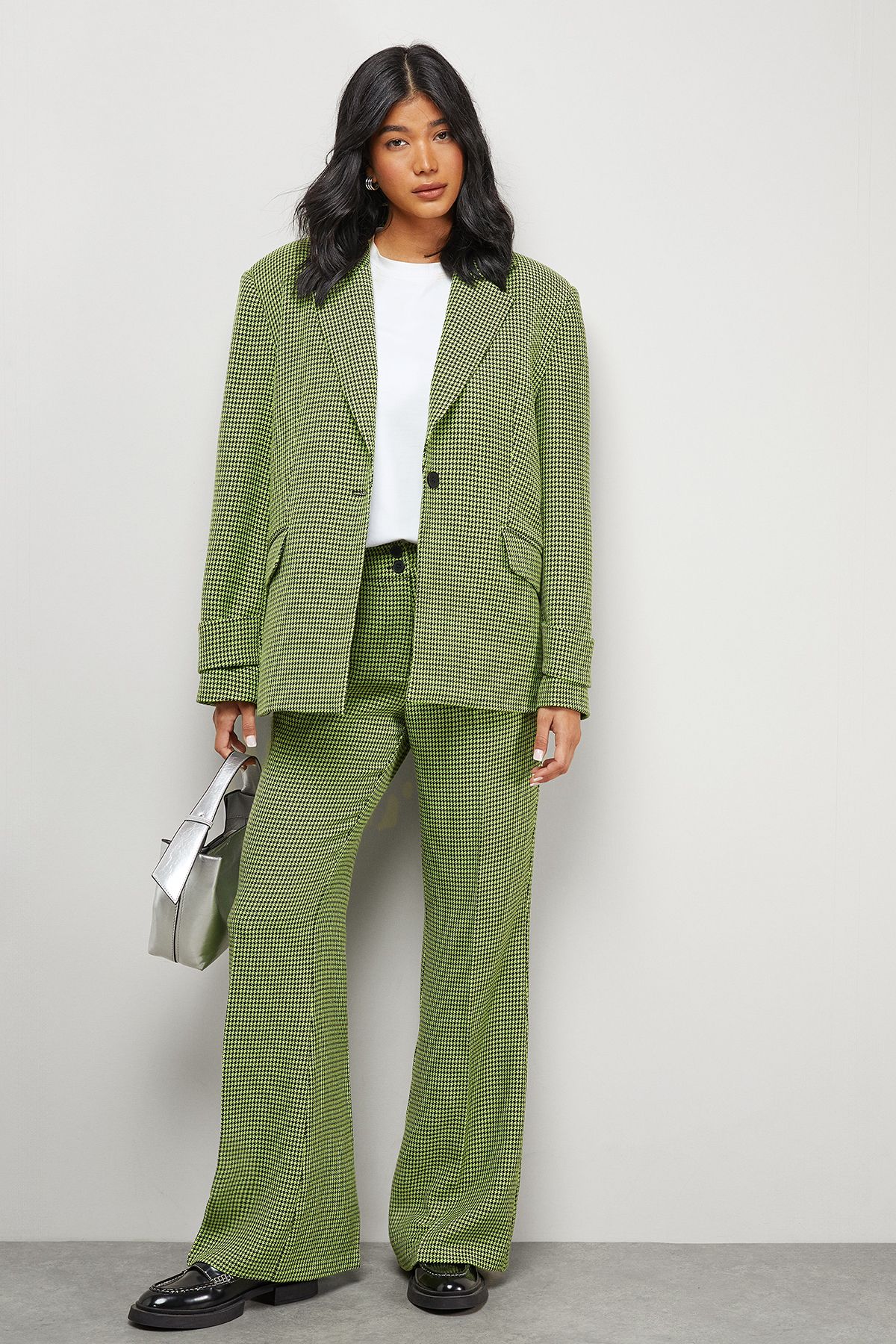 Warehouse Lime Dogtooth Vented Back Blazer Co - ord Lime image 2
