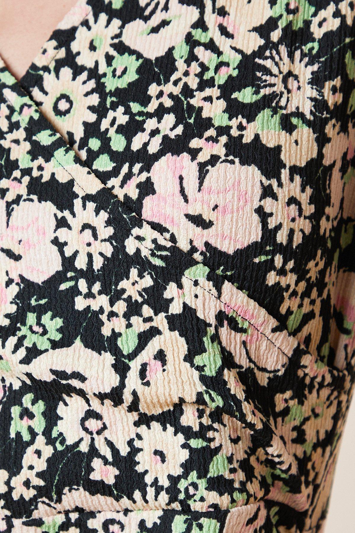 Dorothy Perkins Petite V Neck Short Sleeve Floral Wrap Mini Dress Pink image 5