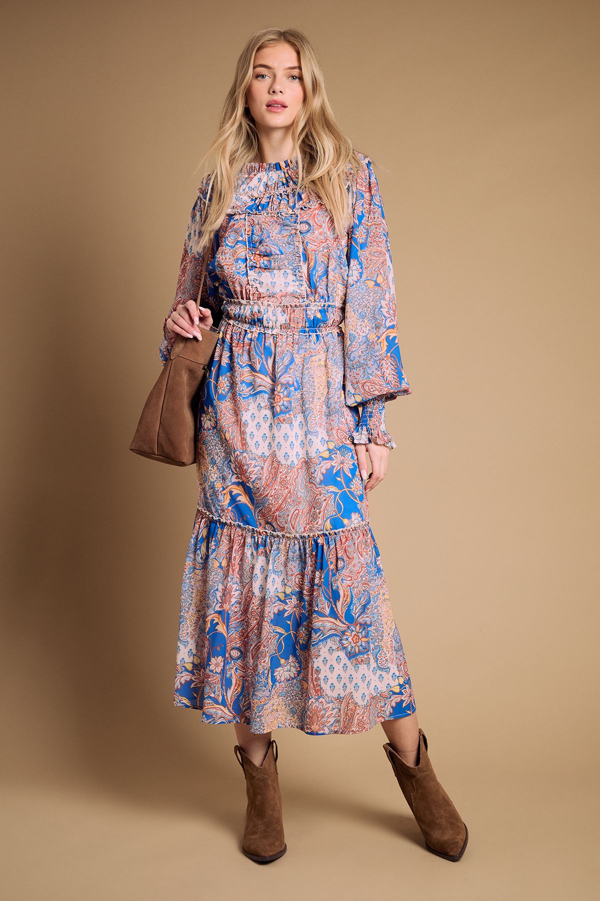 Oasis Amber Real Suede Western Ankle Boots Mocha image 2