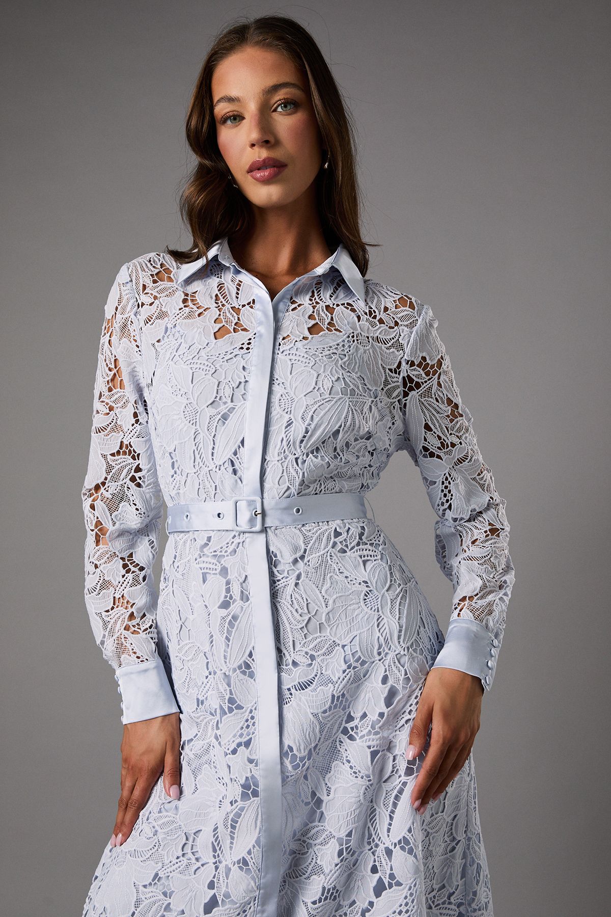 Coast Lace Shirt Dress Light Blue image 4