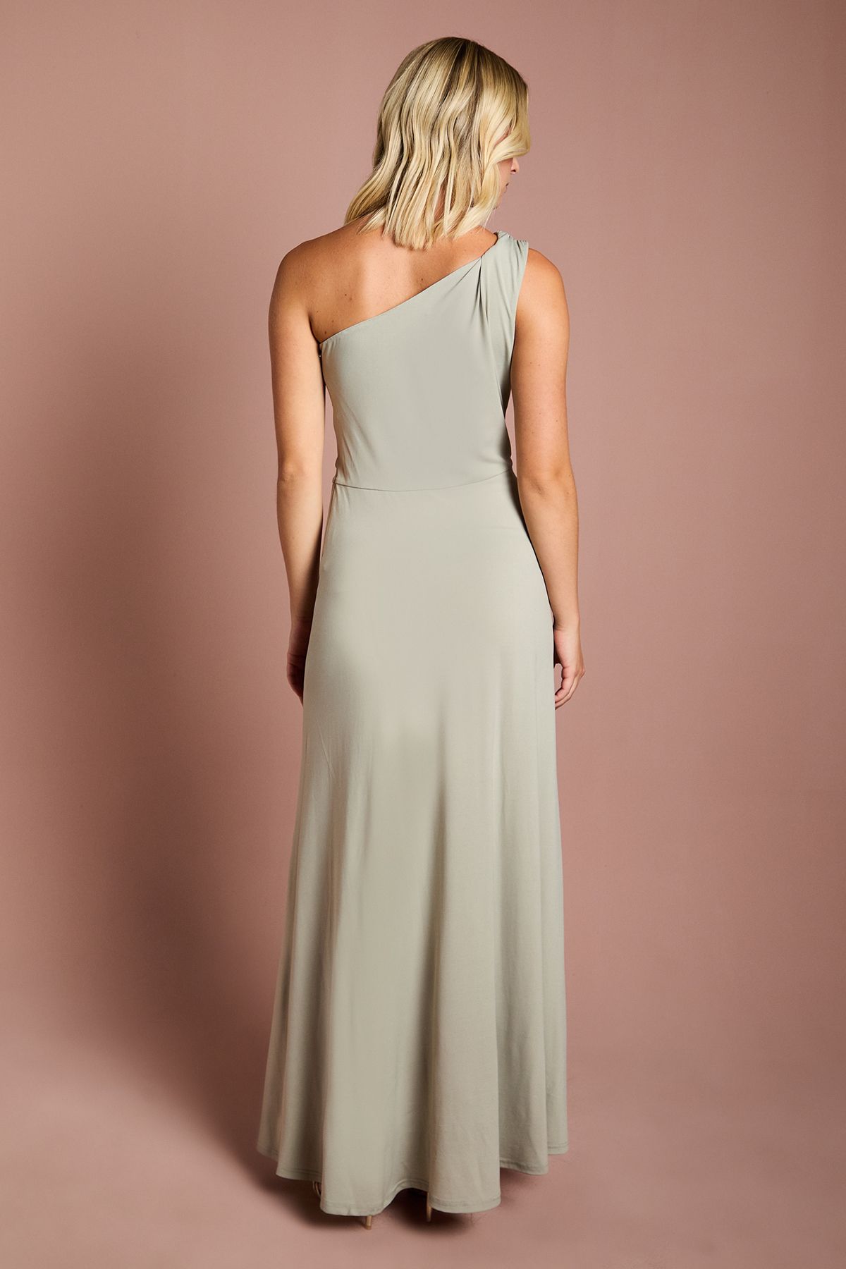 Coast Teen Coast Jersey One Shoulder Twist Detail Bridesmaid Dress Sage image 3