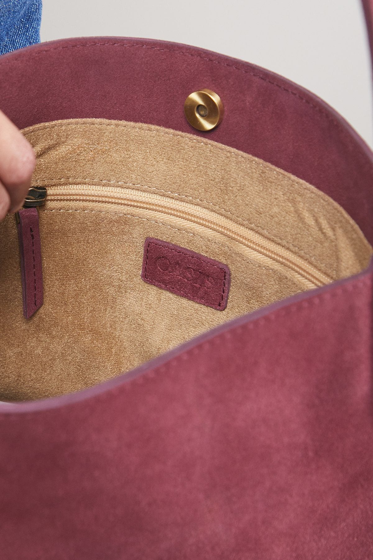 Oasis Lilah Suede Slouch Bag Dark Red image 3