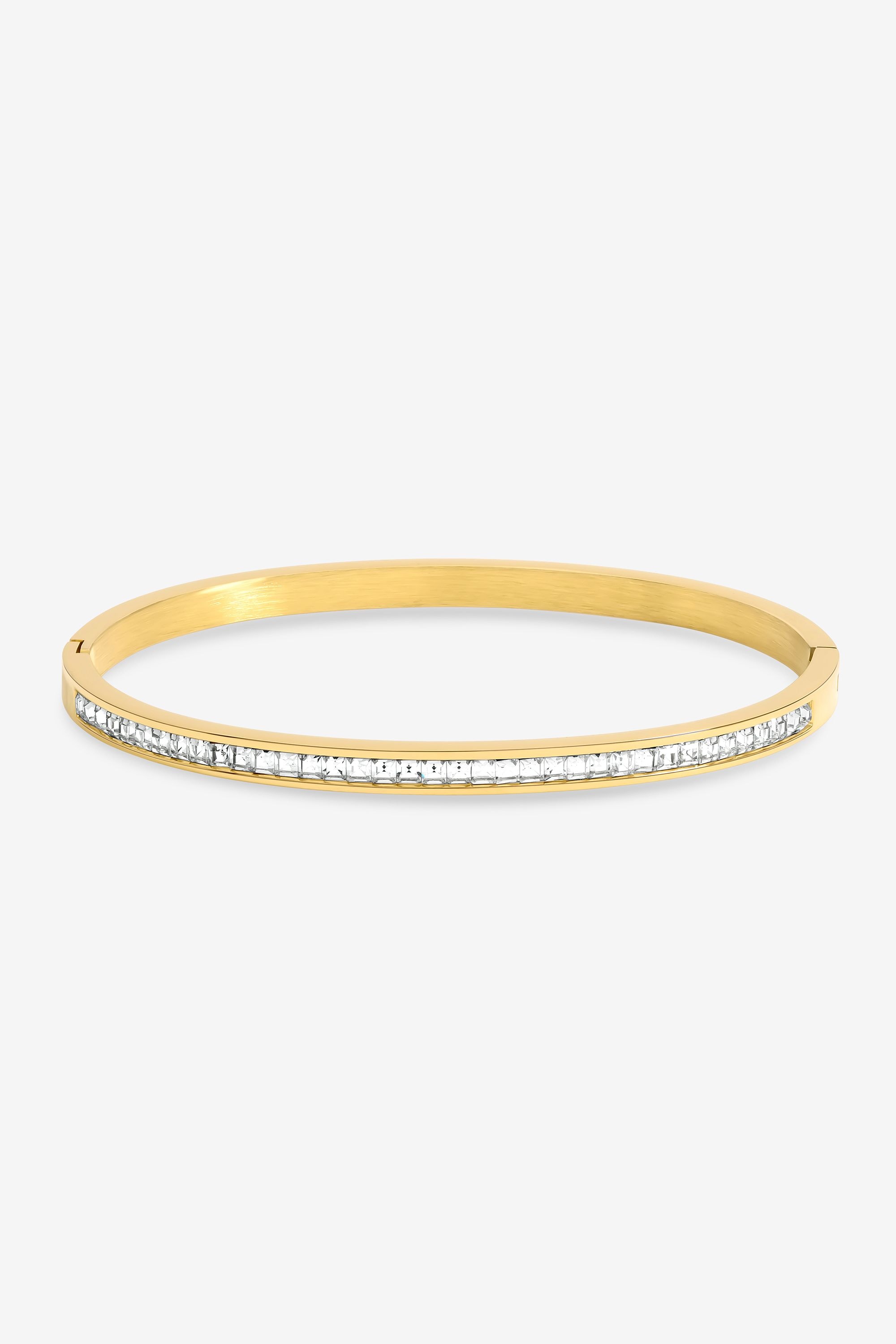 Jon Richard Waterproof Gold Plated Crystal Row Bangle image 1