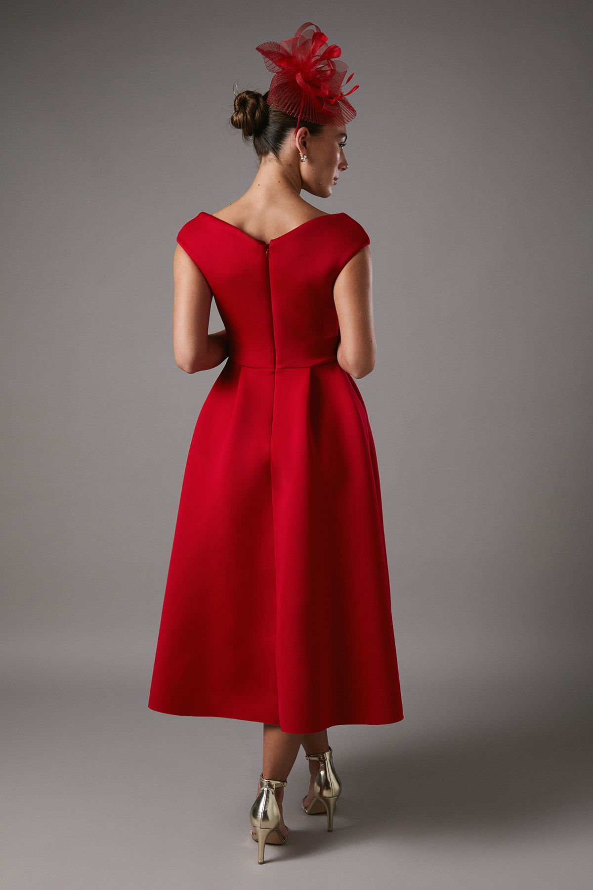 Coast Bardot Scuba Midi Dress Red image 3