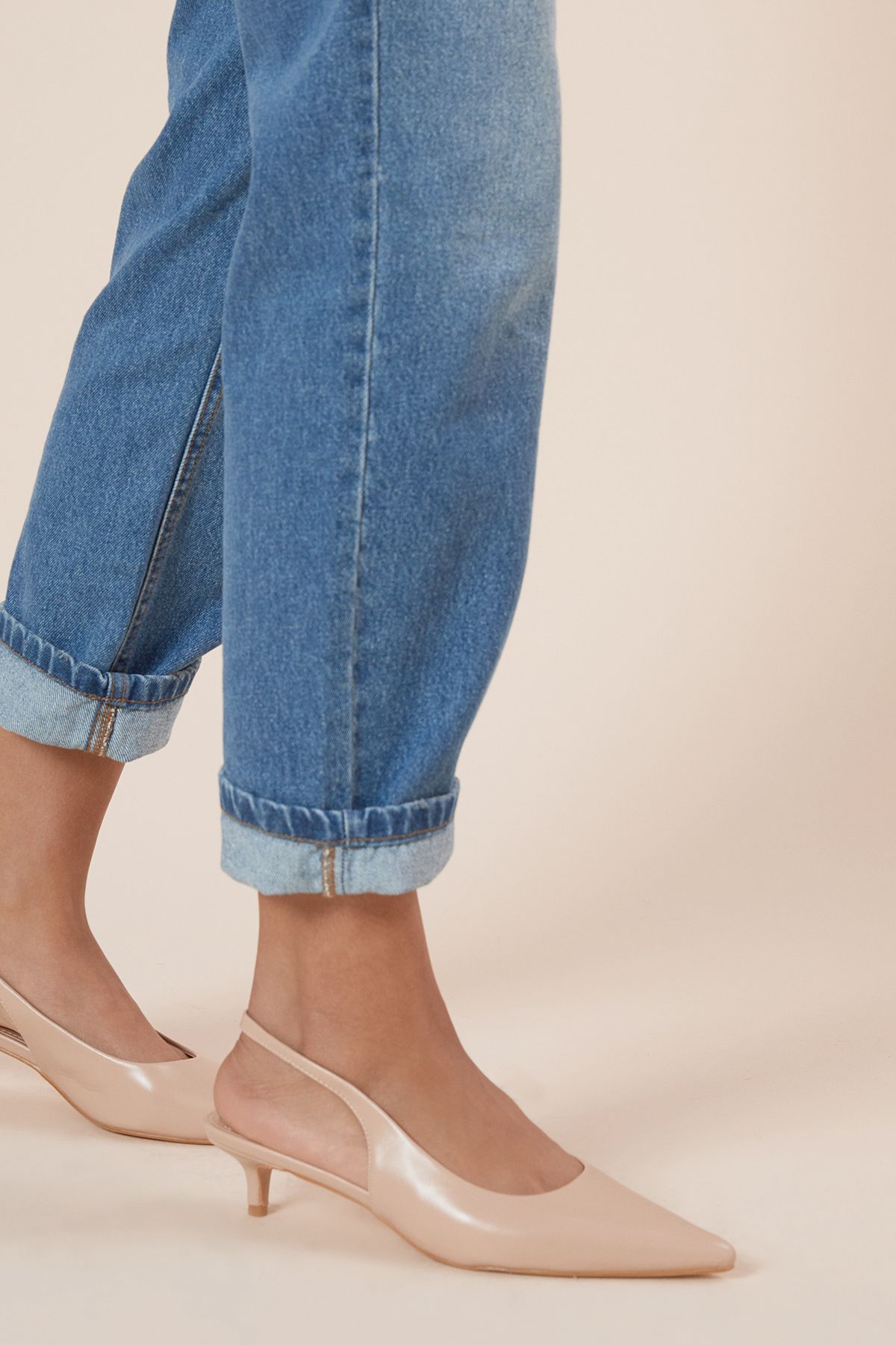 Dorothy Perkins Faelina Faux Leather Slingback Kitten Heel Court Shoes Beige image 3